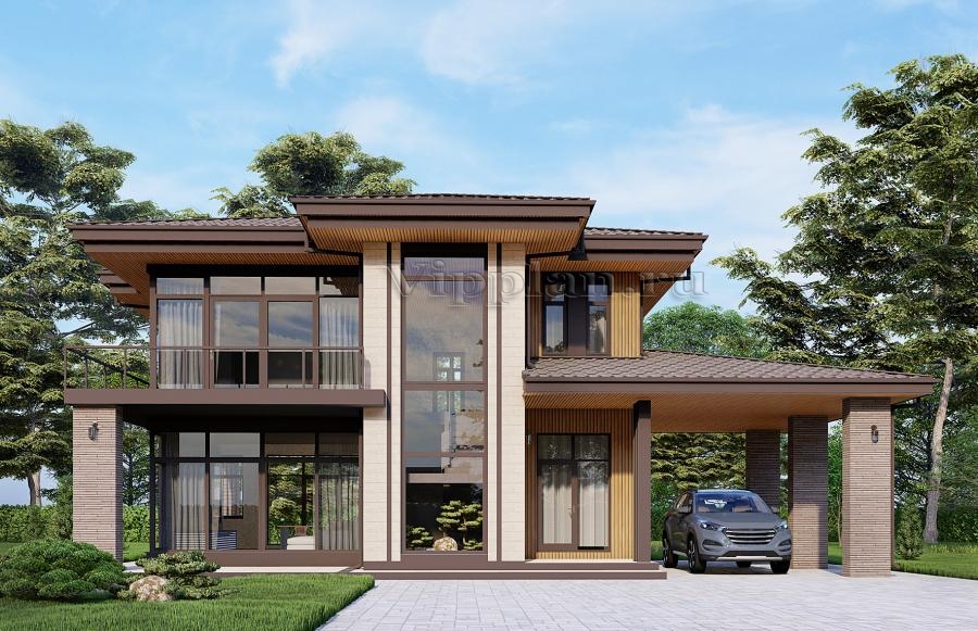 Двухэтажный дом с четырьмя спальнями и двумя балконами